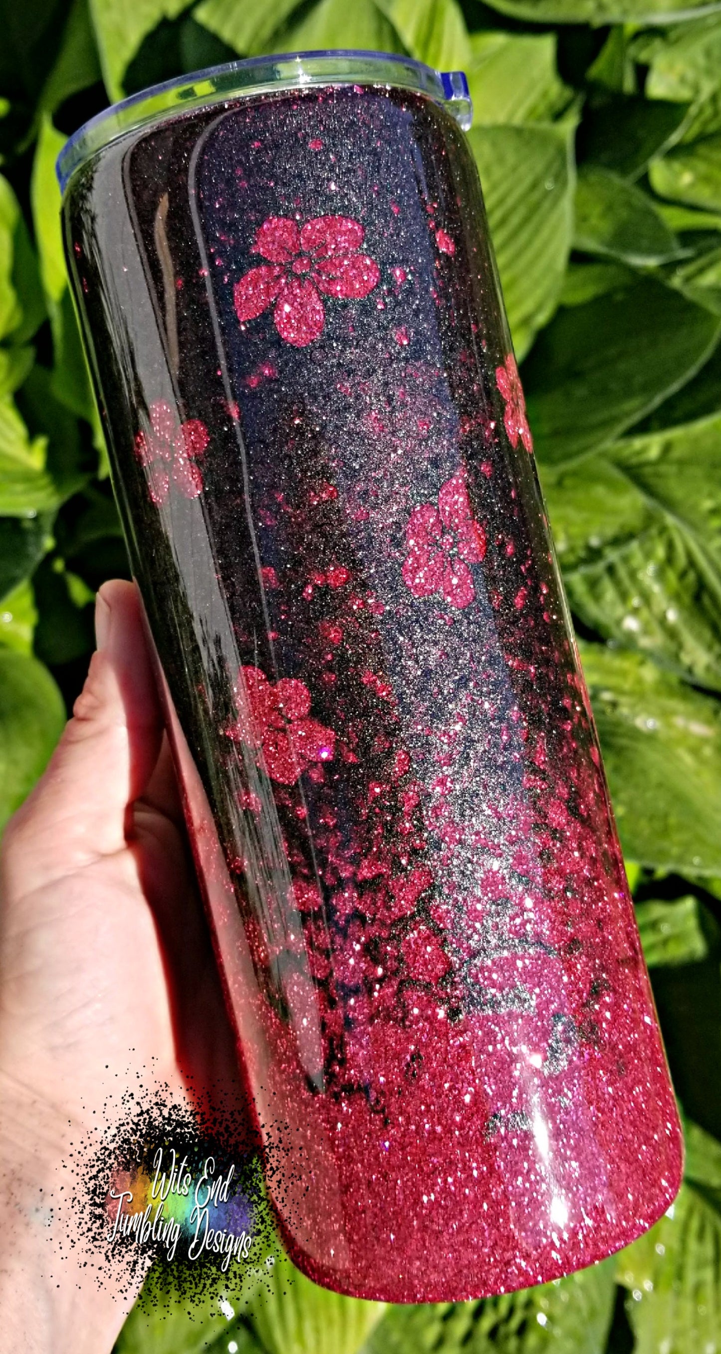 Pink and bronzed brown floral powerwash peekaboo