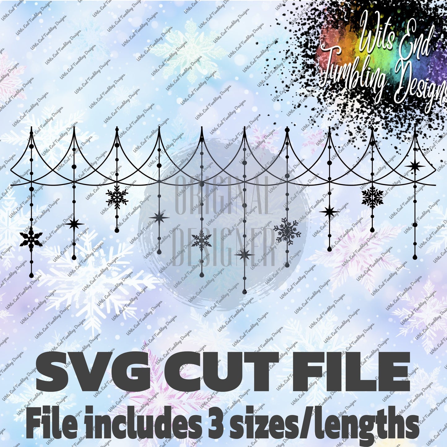 Snowflake Swag Chandelier border SVG CUT FILE THREE SIZES/LENGTHS ** DIGITAL DOWNLOAD**