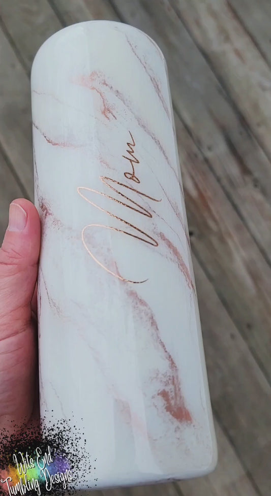 20oz Mom White and Copper Marble tumbler